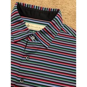 Donald Ross Men's Striped Golf Polo Size Med Polyester Performance Activewear